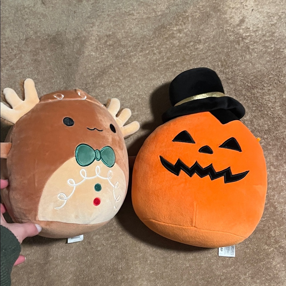 Cute Reindeer and Pumpkin Plush Set